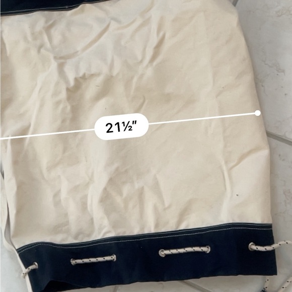 G.H. Bass Canvas Tote in Cream & navy blue - Picture 5 of 6